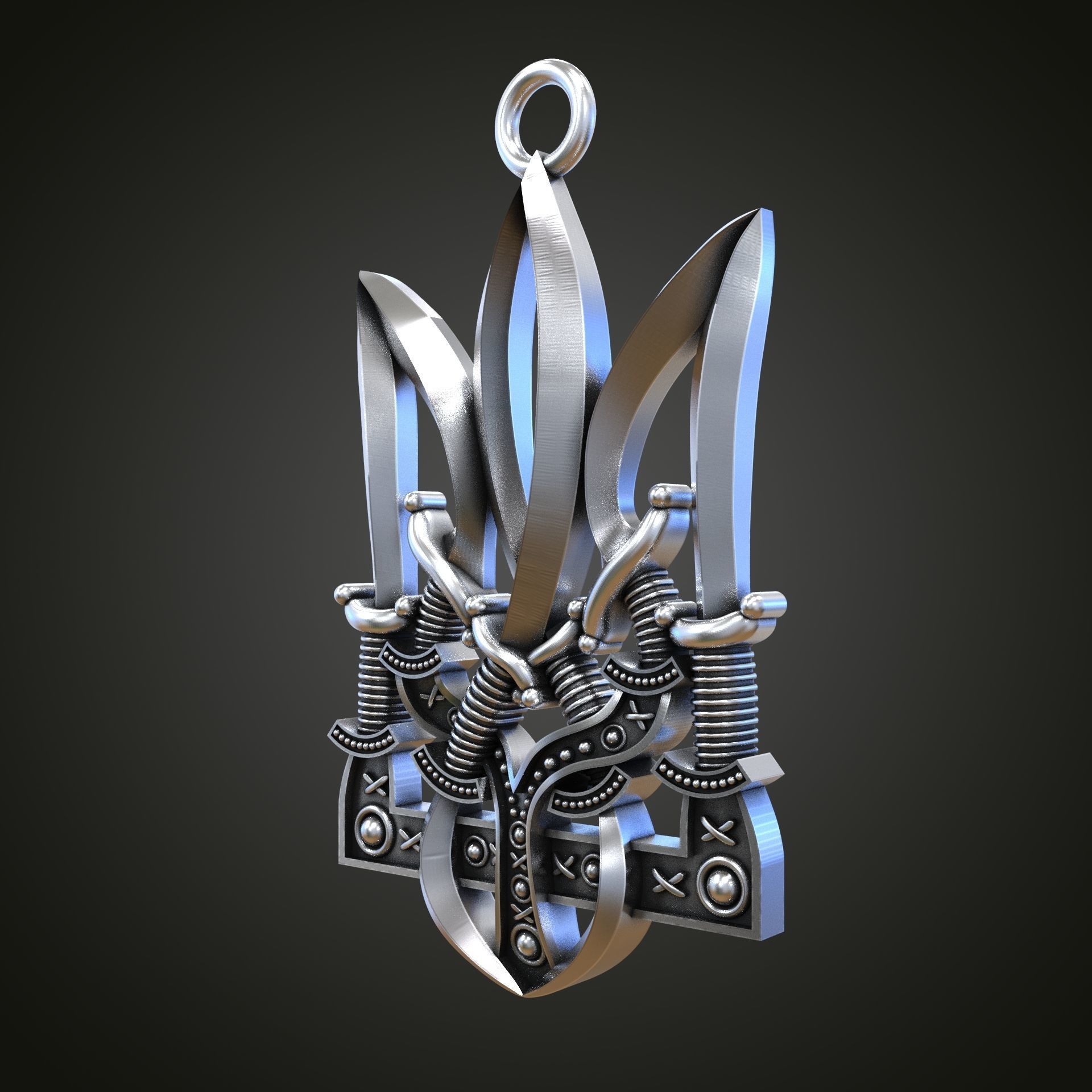Trident silver knife 3D print model_2