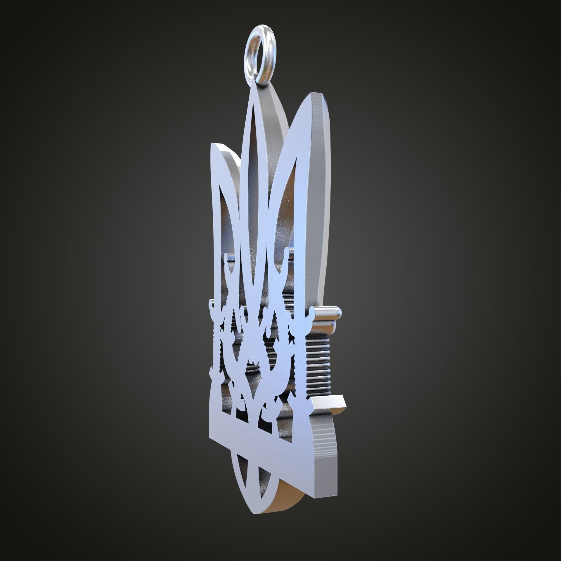 Trident silver knife 3D print model_13