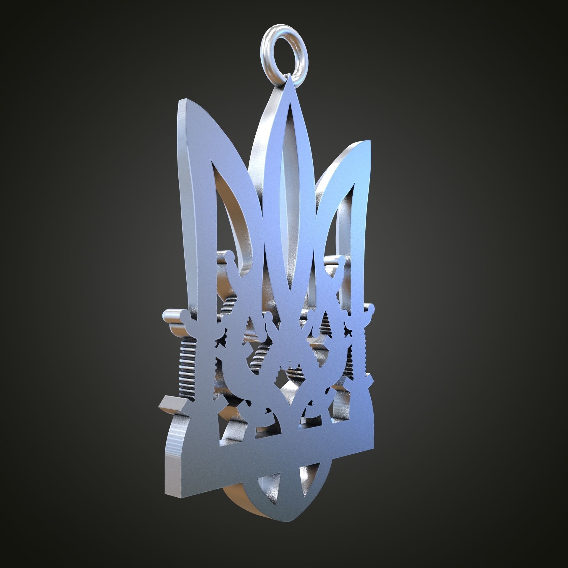 Trident silver knife 3D print model_7