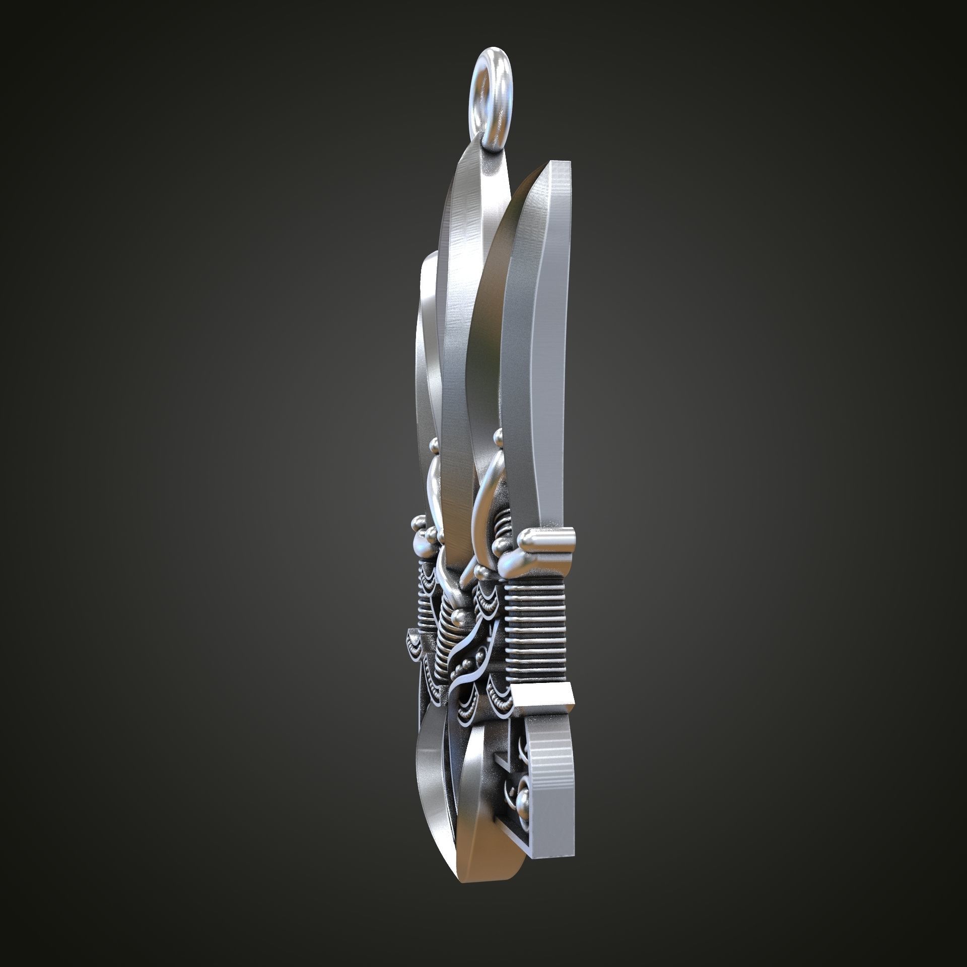 Trident silver knife 3D print model_4