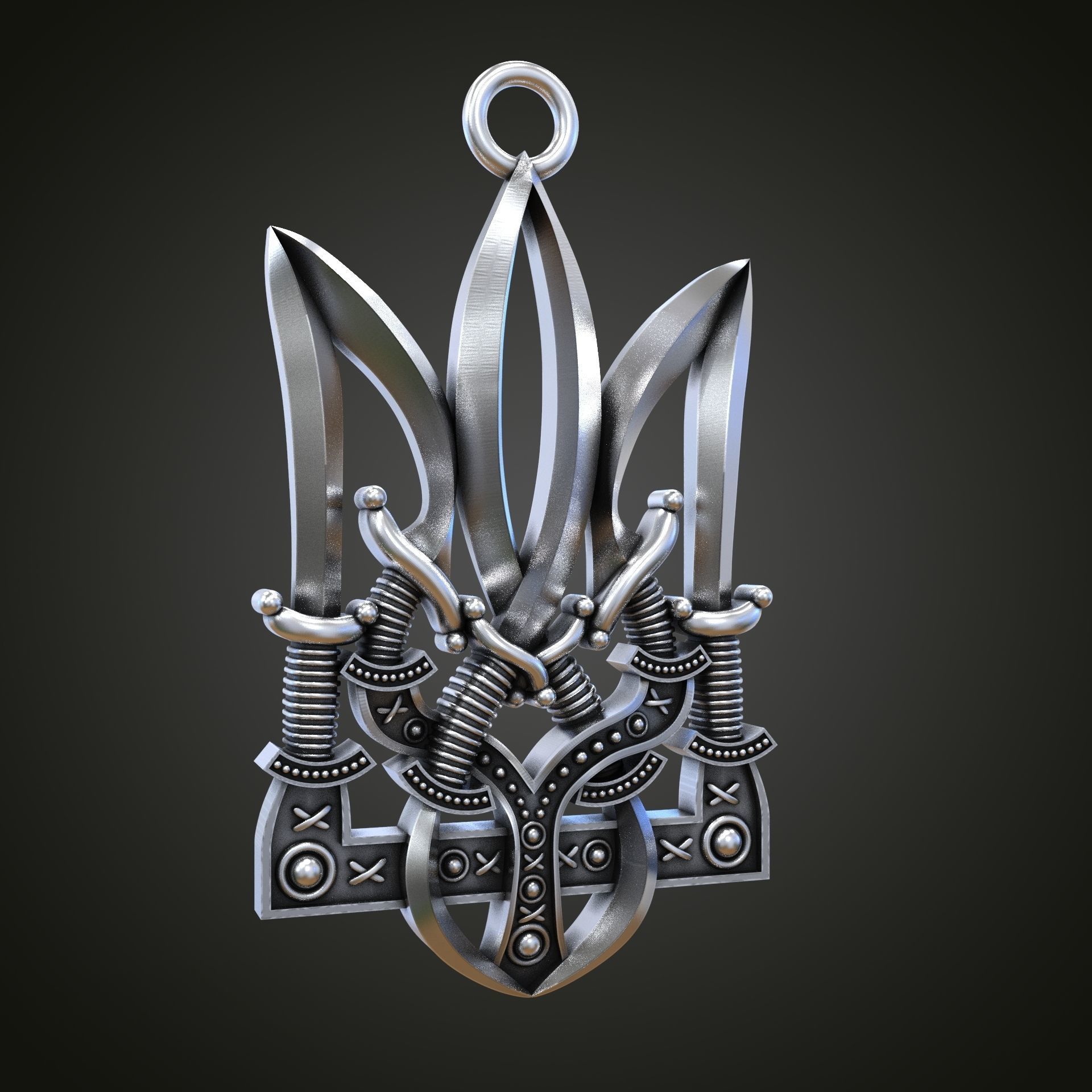 Trident silver knife 3D print model_18