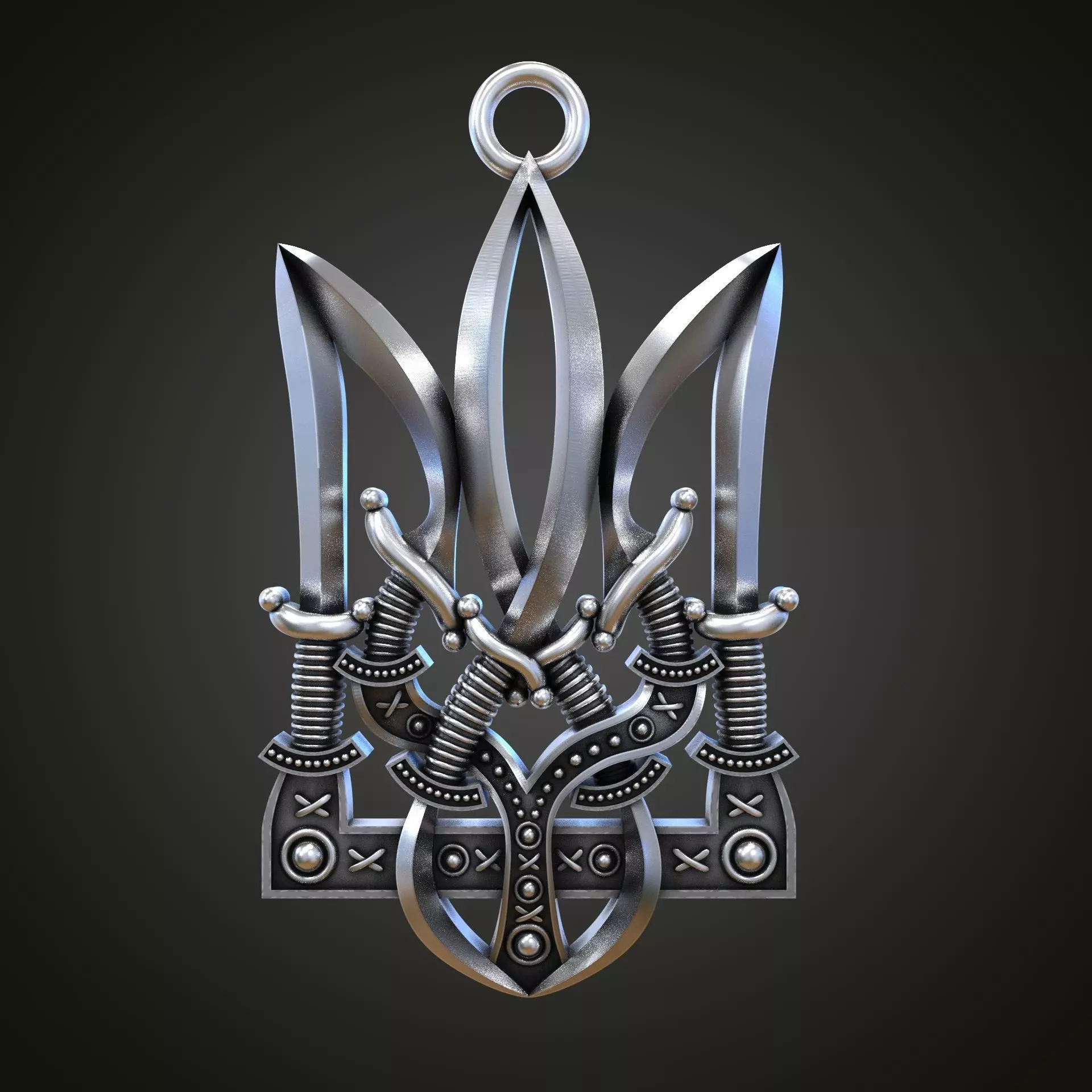 Trident silver knife 3D print model_0