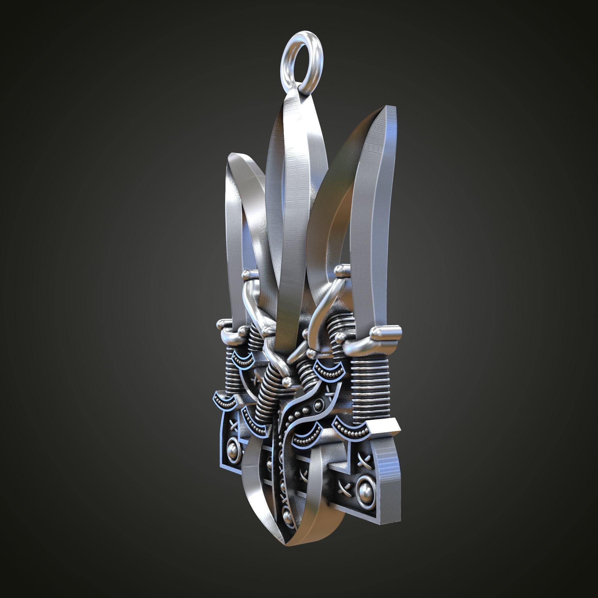 Trident silver knife 3D print model_3