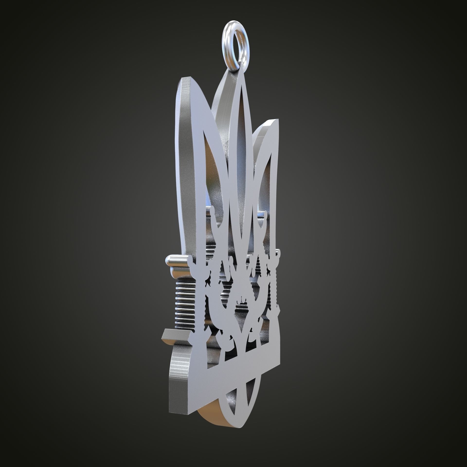 Trident silver knife 3D print model_6