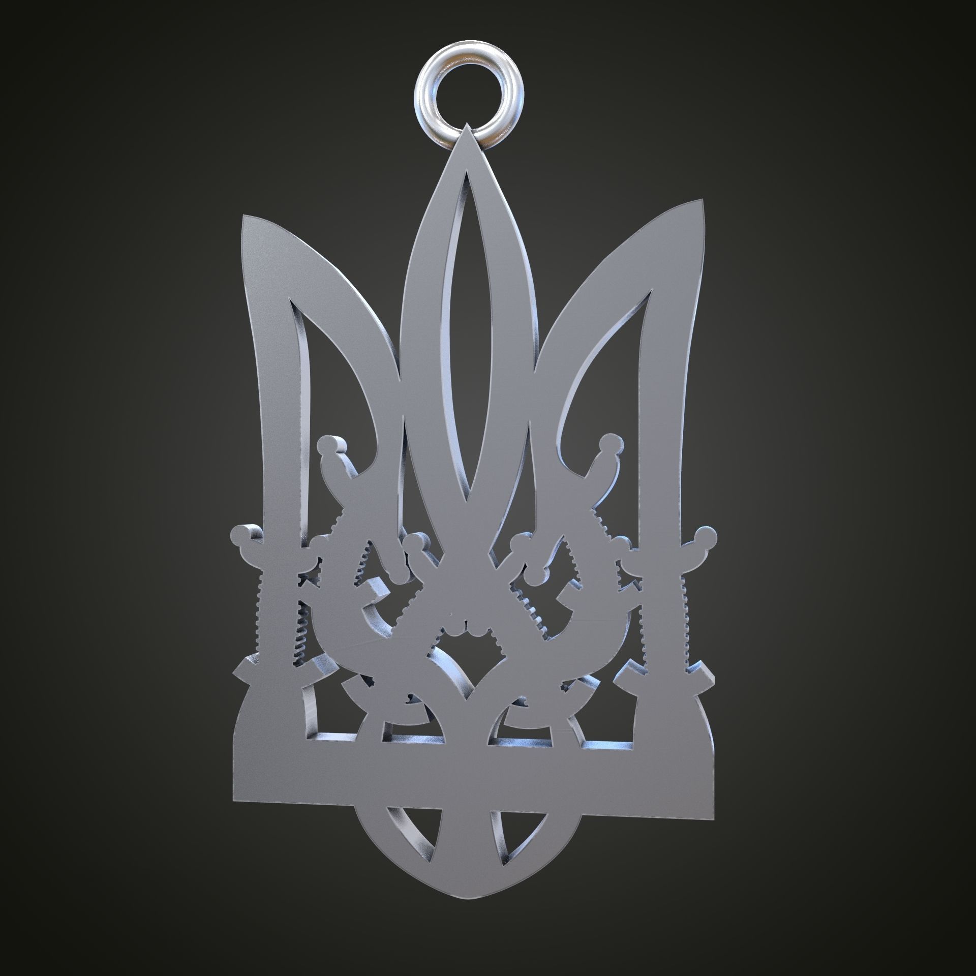 Trident silver knife 3D print model_10