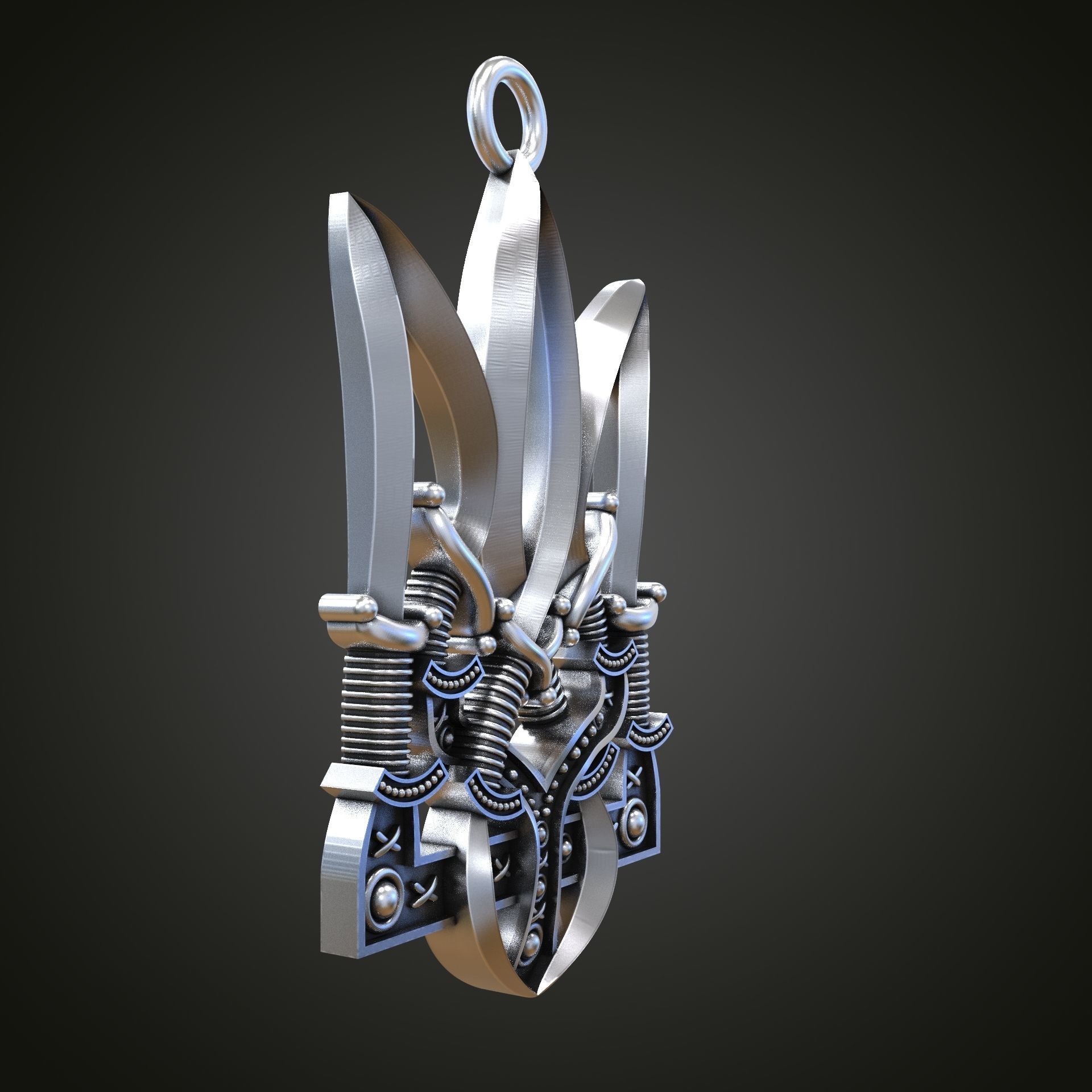 Trident silver knife 3D print model_16