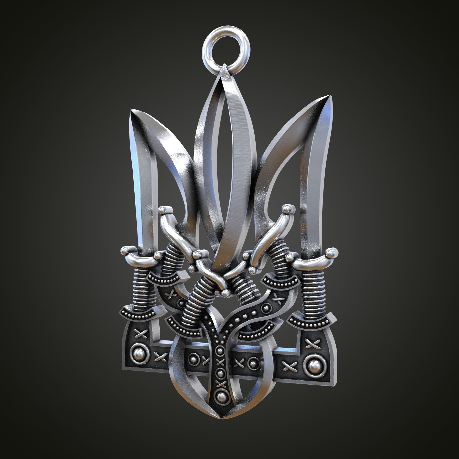 Trident silver knife 3D print model_1