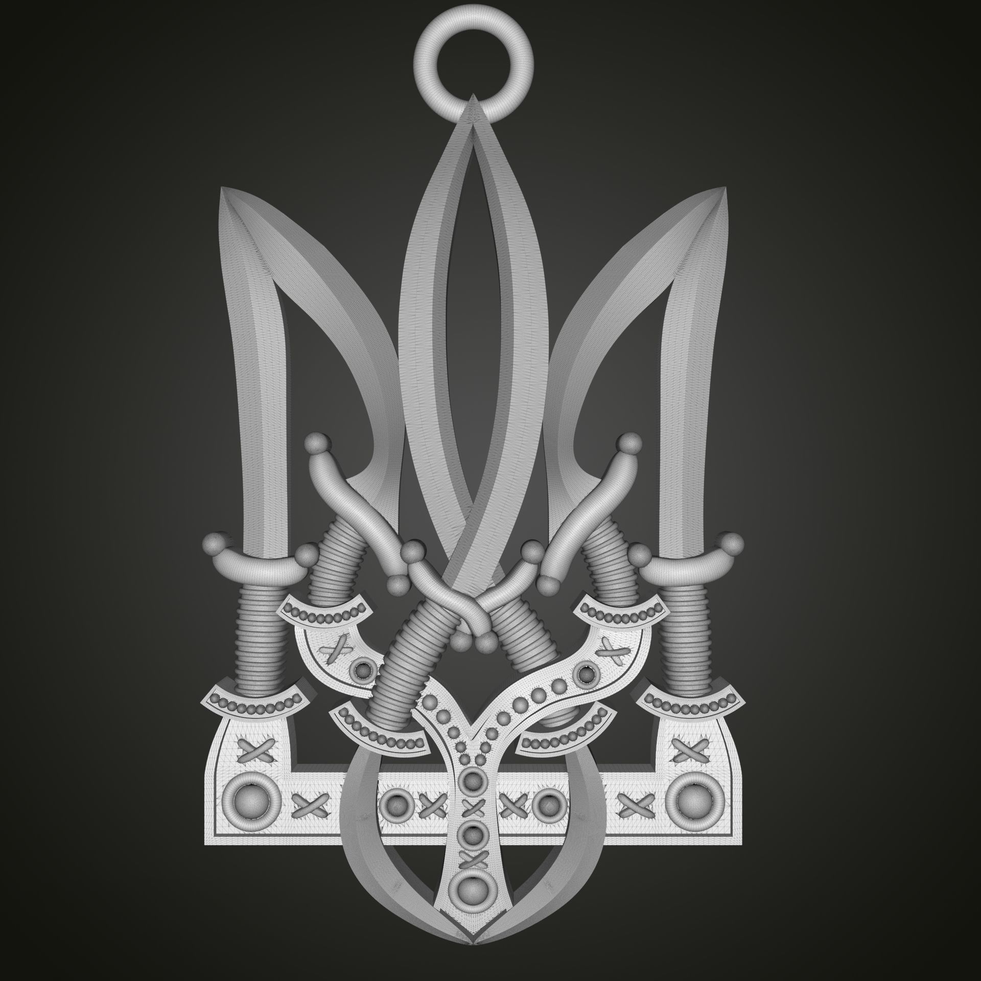 Trident silver knife 3D print model_19