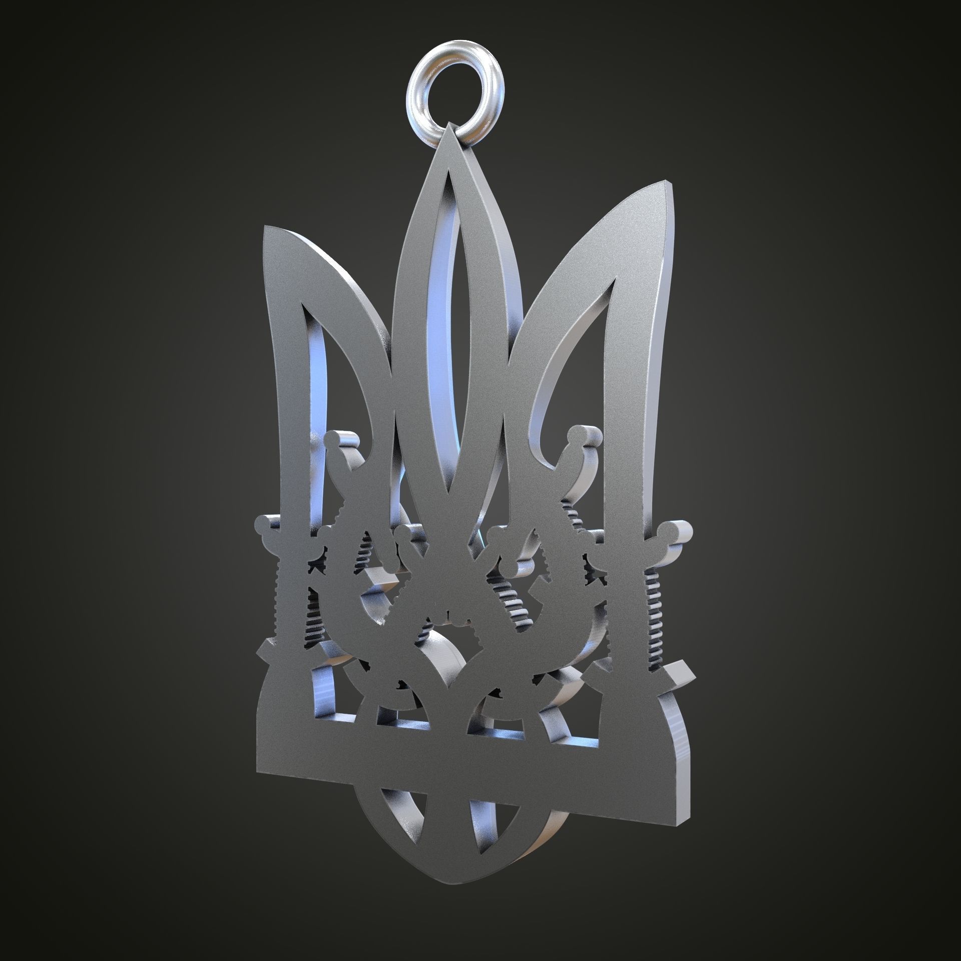 Trident silver knife 3D print model_11