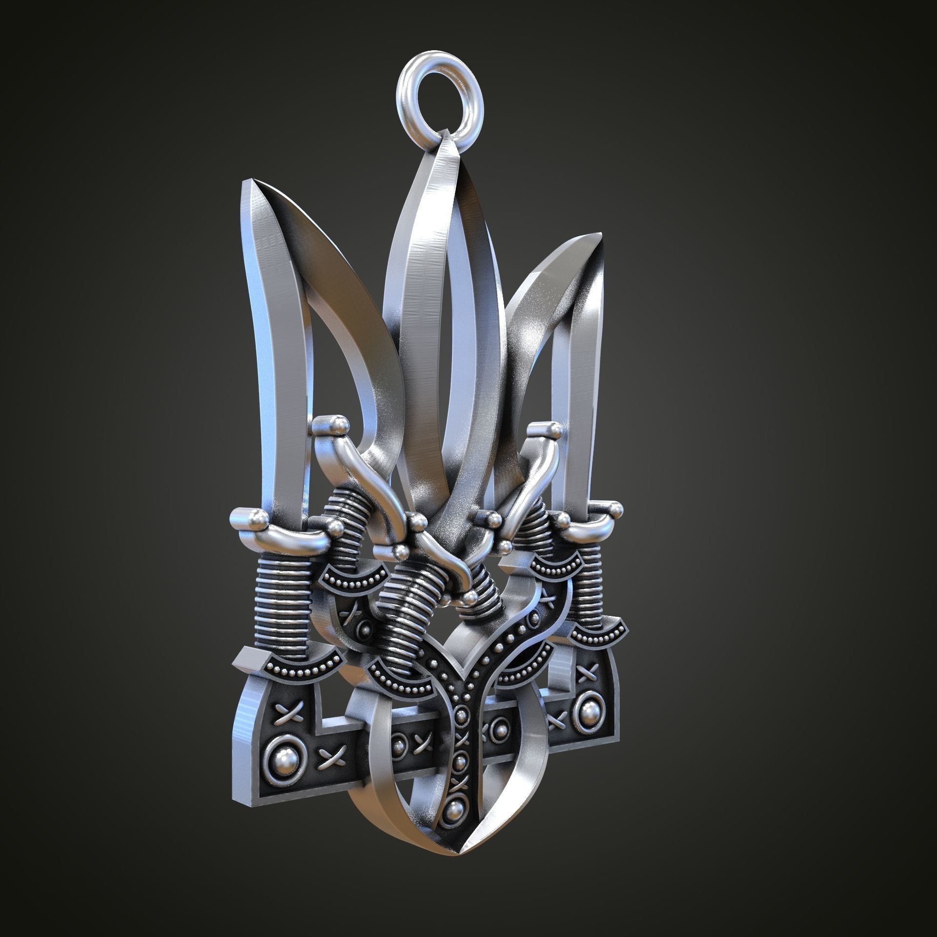 Trident silver knife 3D print model_17