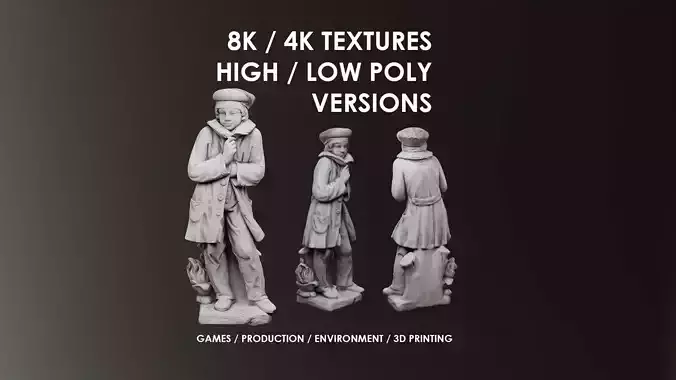 Statue of a woman in a coat