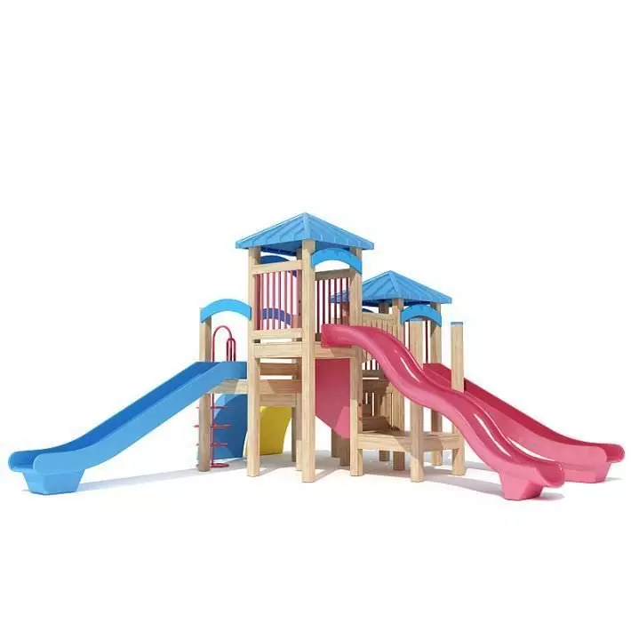 Kid s Playhouse Magenta And Blue 3D model_0