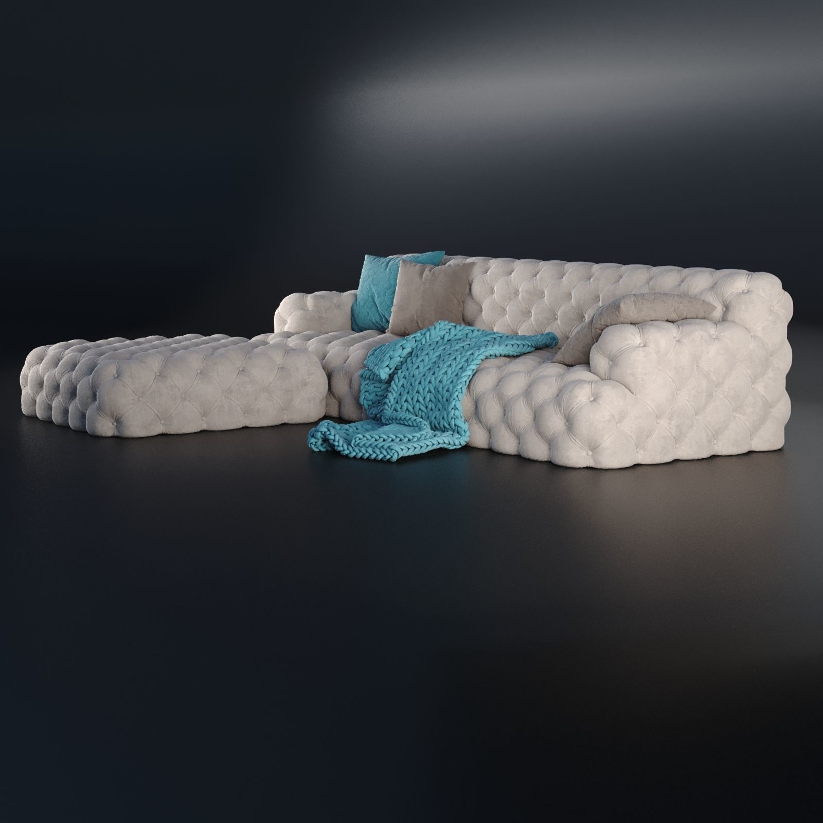 meridiani norton capitone sofa 3D model_2