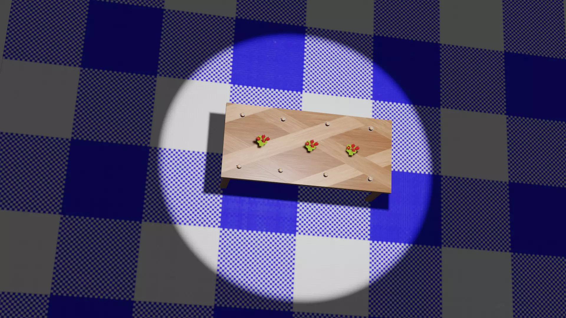 Table With Flower And Tea Low-poly 3D model