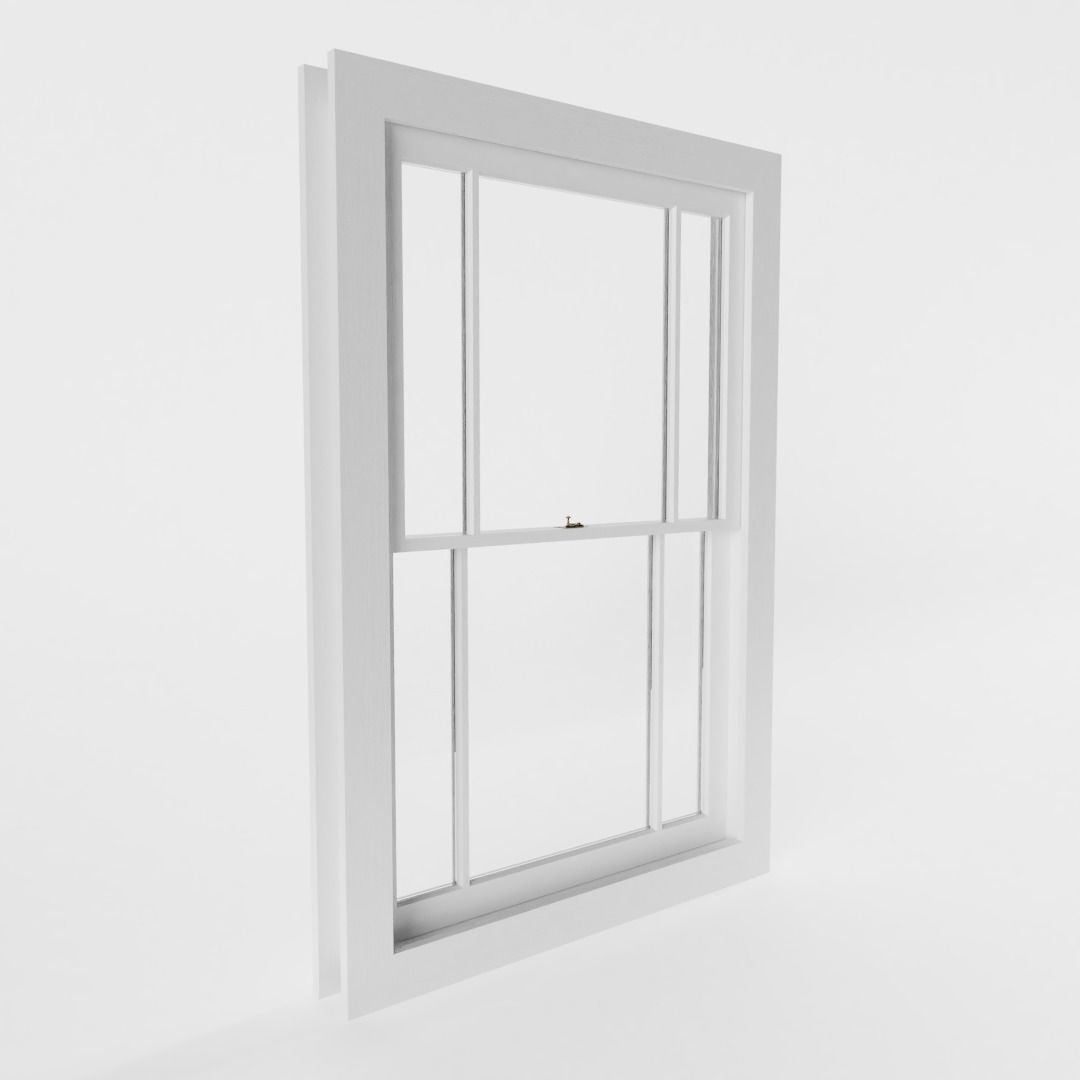 Offset Three Light Sash Window 3D model_1