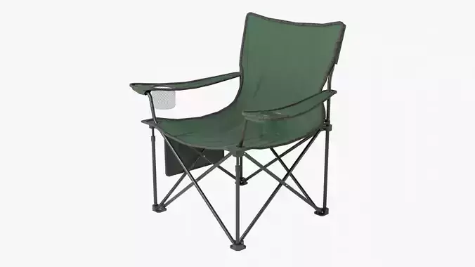 Camping Chair Green Low-poly 3D model