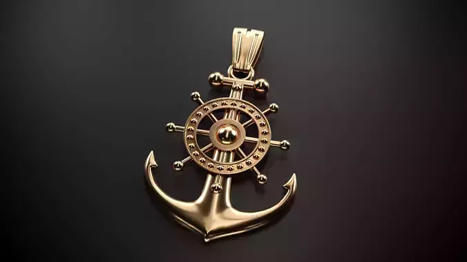 Anchor gold pendant 3D model