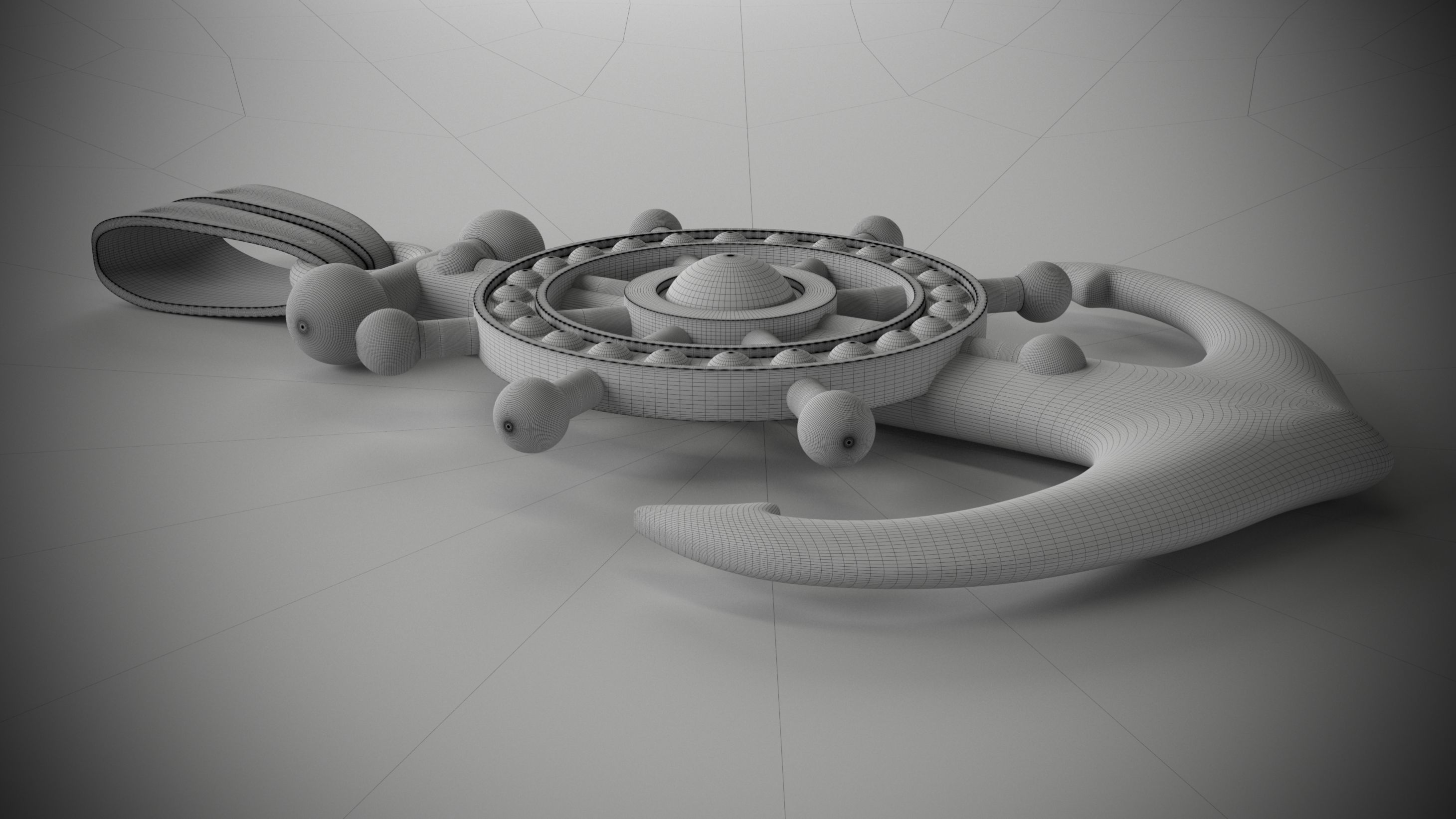 Anchor gold pendant 3D model_5