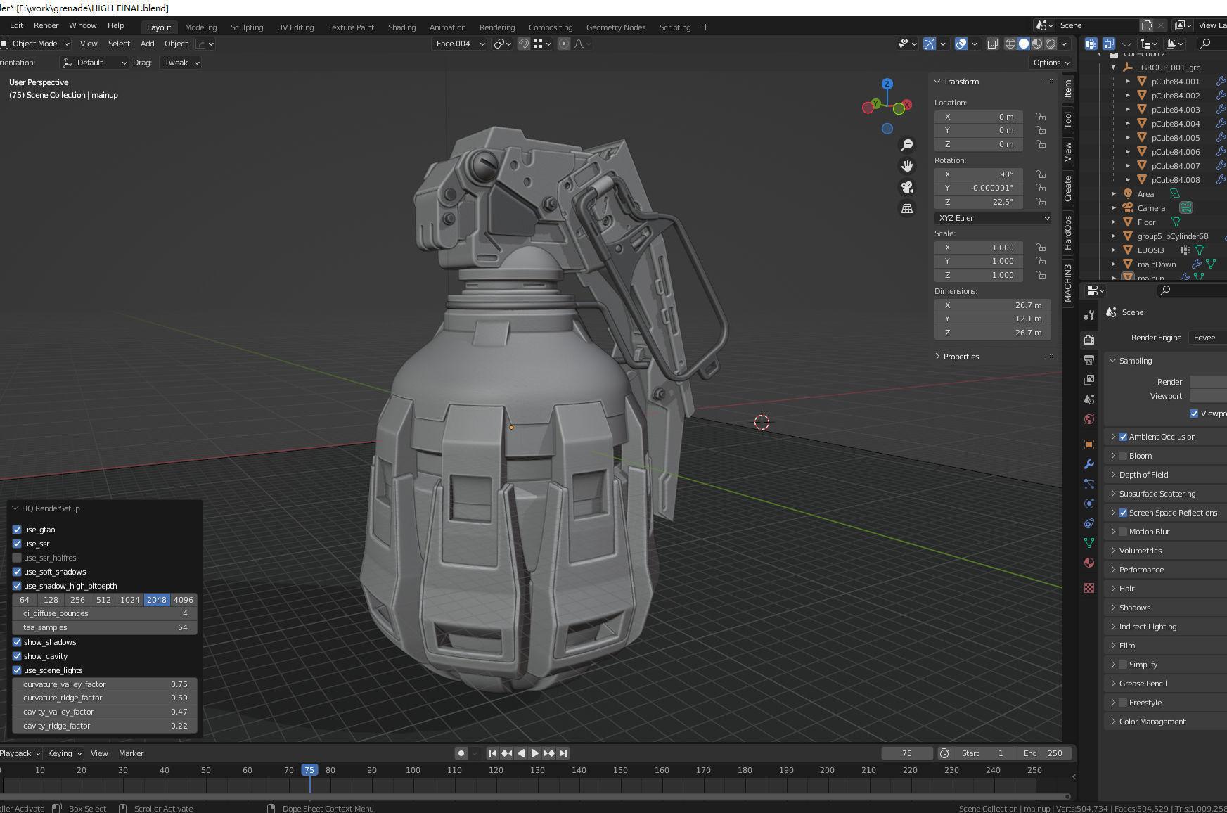 Sci-Fi grenade high-poly 3D model 3D model_5