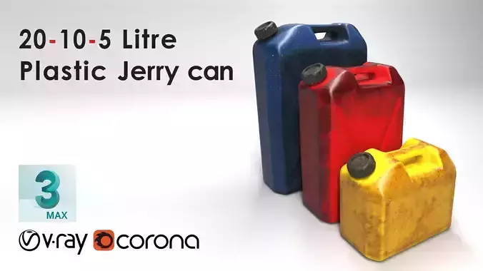 20-10-5 Liter Plastic Jerry cans 3D model