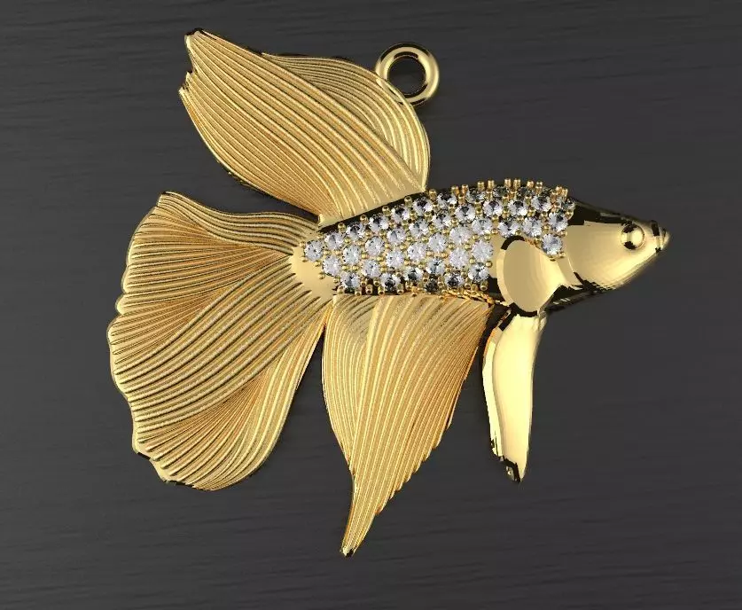 Betta fish pendant 3D print model