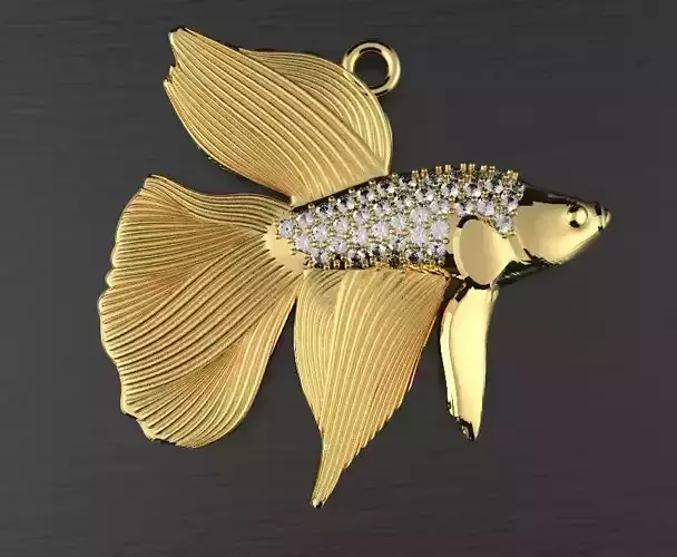 Betta fish pendant 3D print model