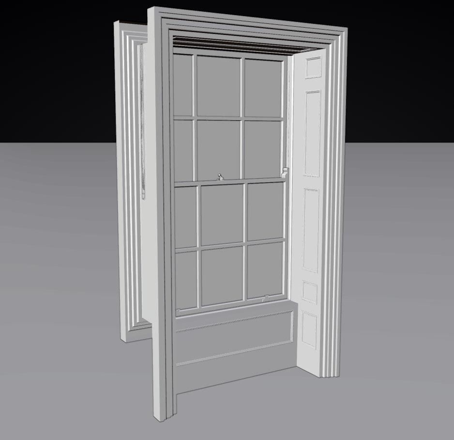 Sash Window Low Poly Model Low-poly 3D model_7