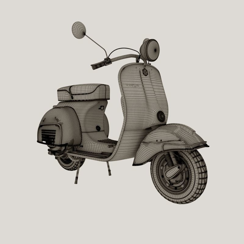 Retro Vespa scooter 3D model_9