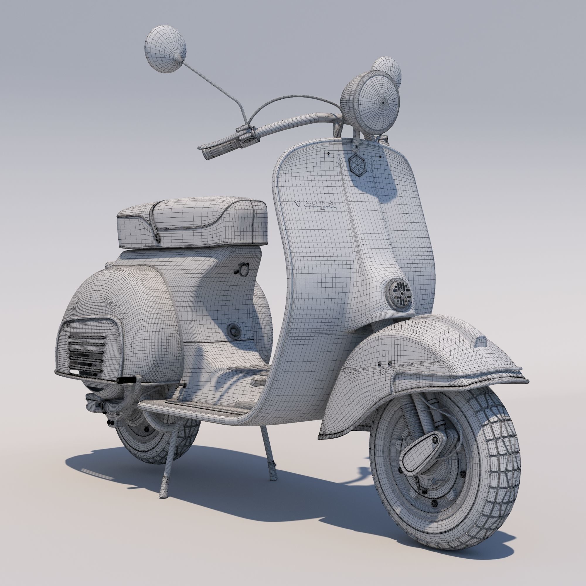 Retro Vespa scooter 3D model_8