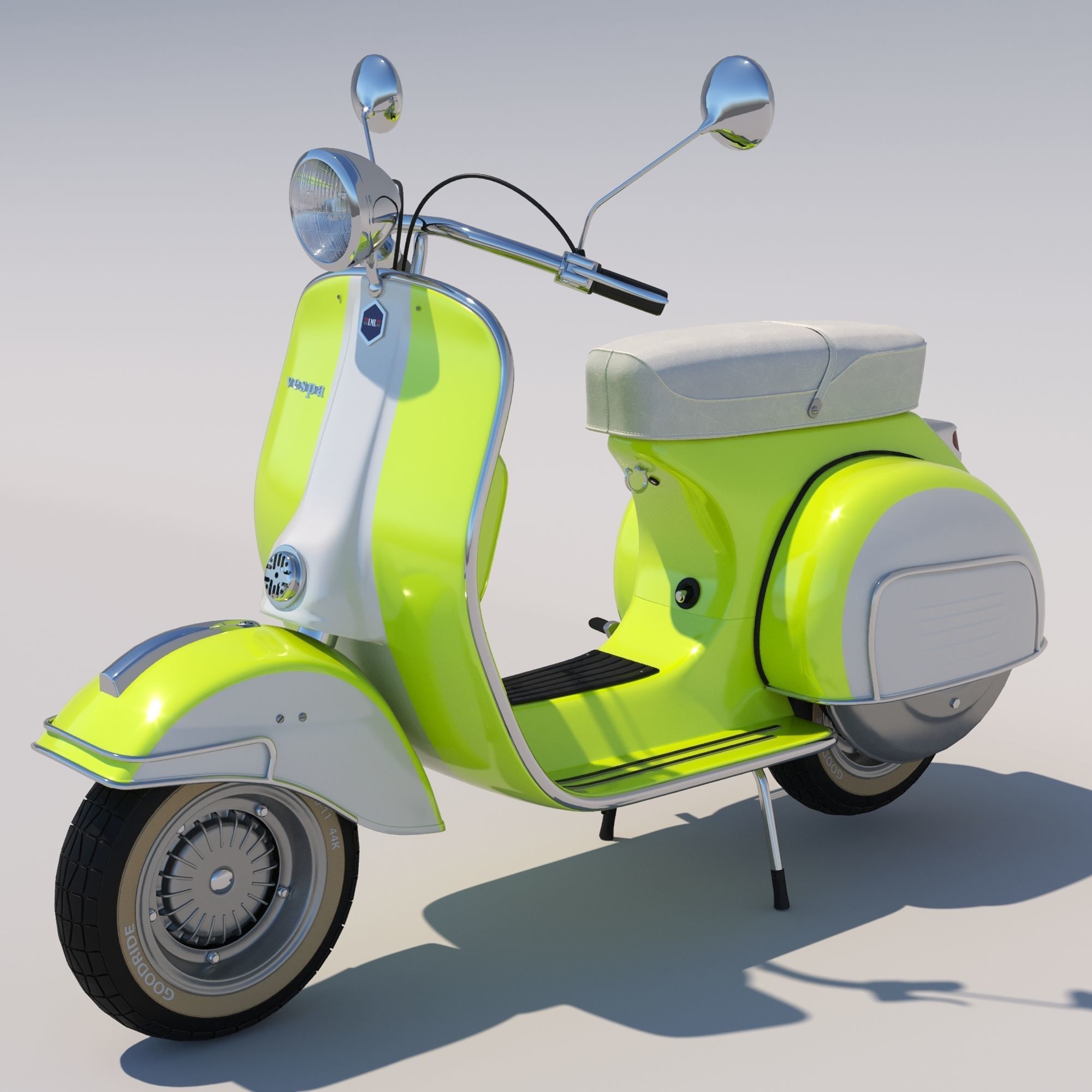 Retro Vespa scooter 3D model_2