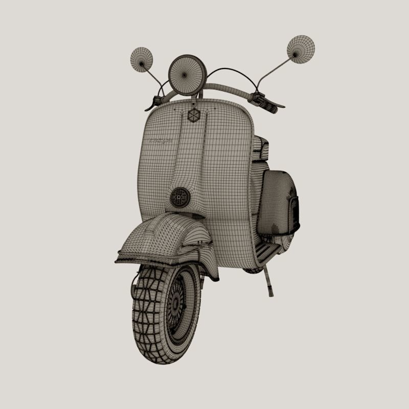 Retro Vespa scooter 3D model_11