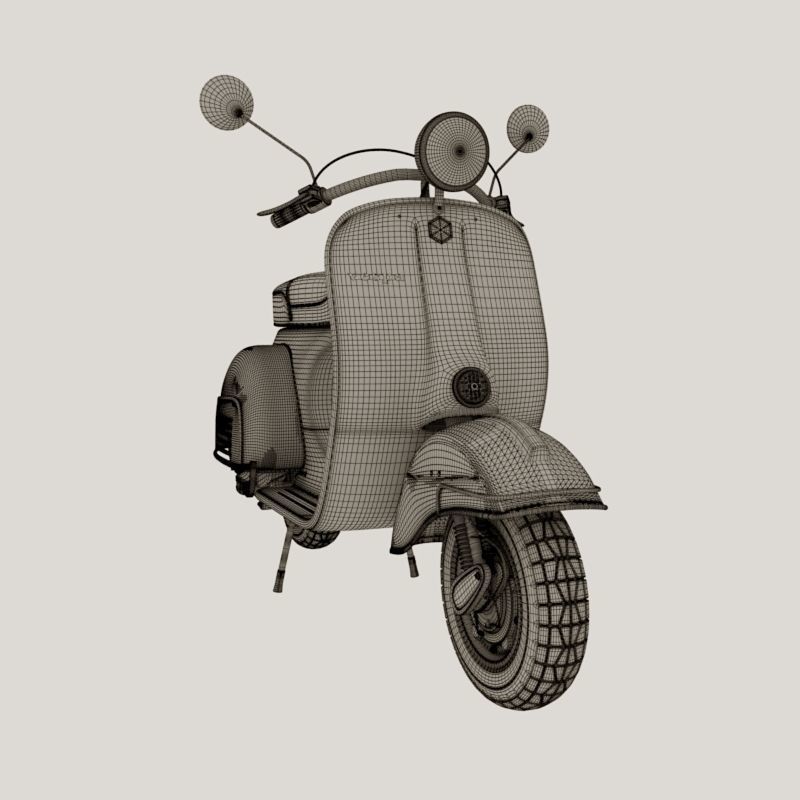 Retro Vespa scooter 3D model_10