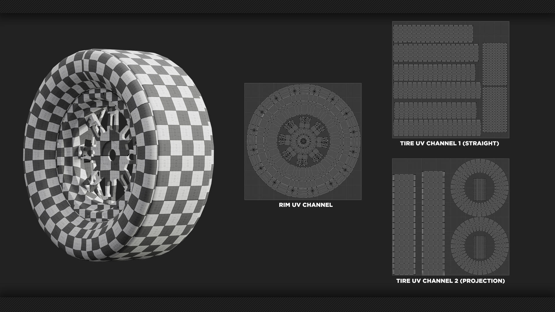 40 Tires and Rims 3D Model - Game Ready Low-poly 3D model_2