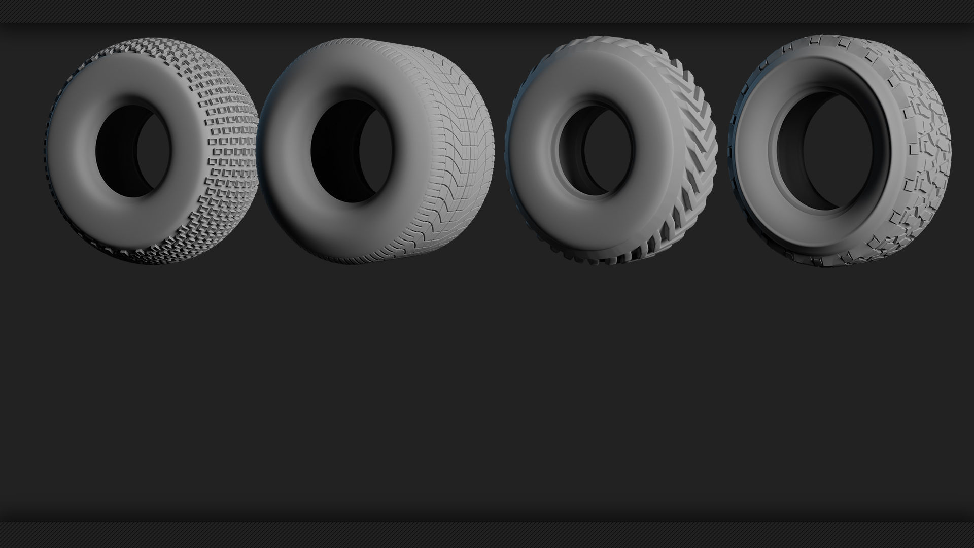 40 Tires and Rims 3D Model - Game Ready Low-poly 3D model_8