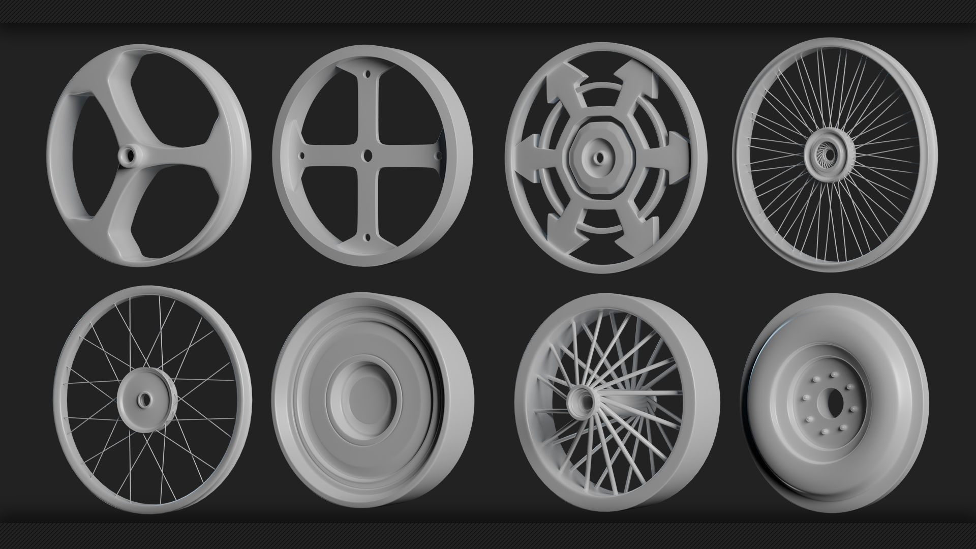 40 Tires and Rims 3D Model - Game Ready Low-poly 3D model_4