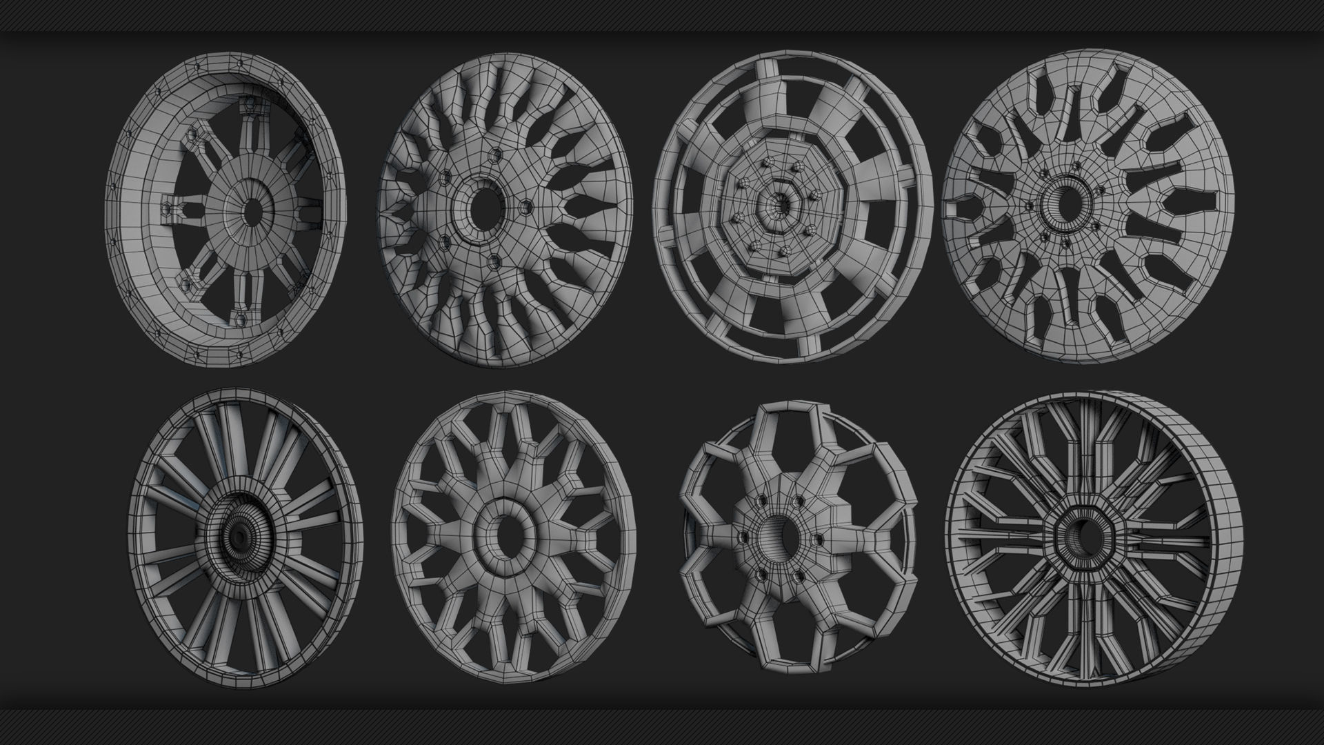 40 Tires and Rims 3D Model - Game Ready Low-poly 3D model_9