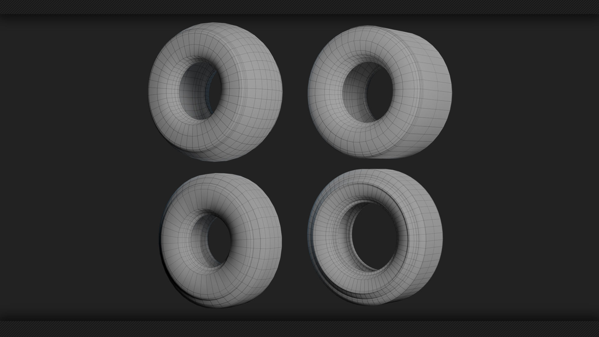 40 Tires and Rims 3D Model - Game Ready Low-poly 3D model_13