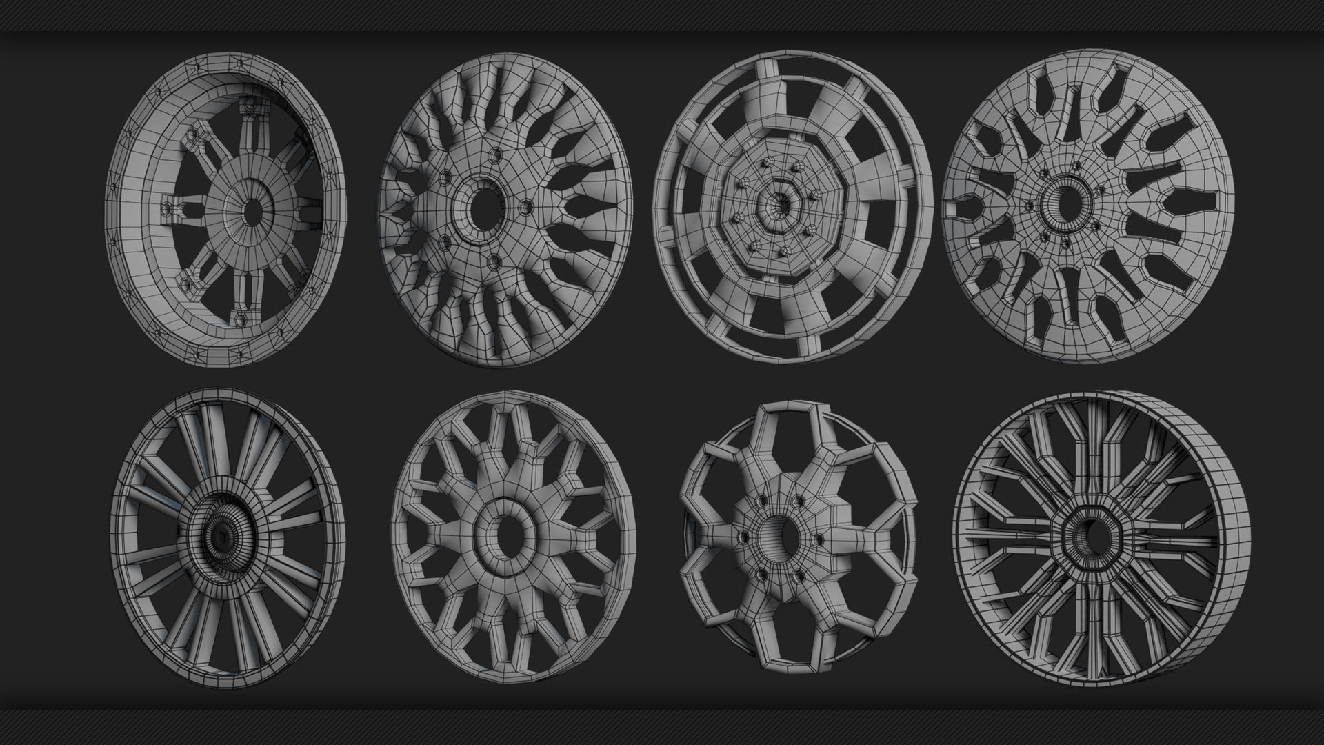 40 Tires and Rims 3D Model - Game Ready Low-poly 3D model_10