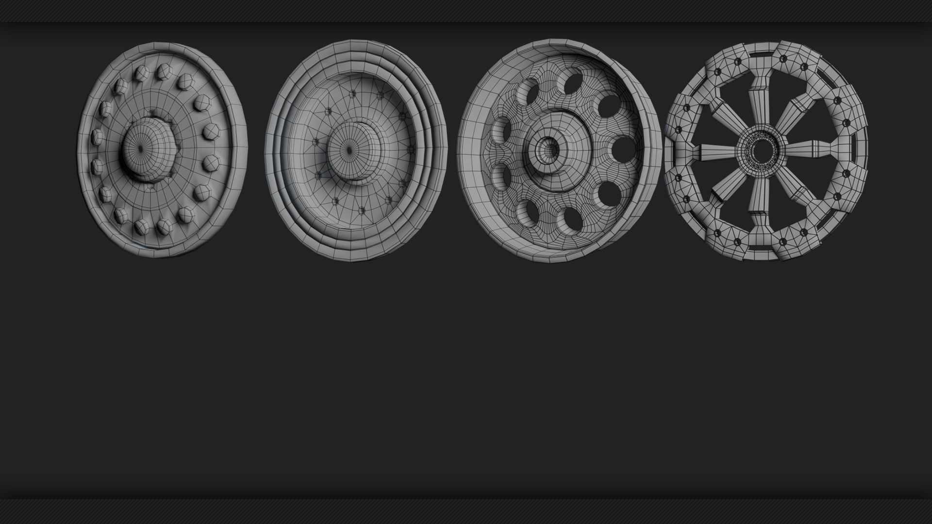 40 Tires and Rims 3D Model - Game Ready Low-poly 3D model_11