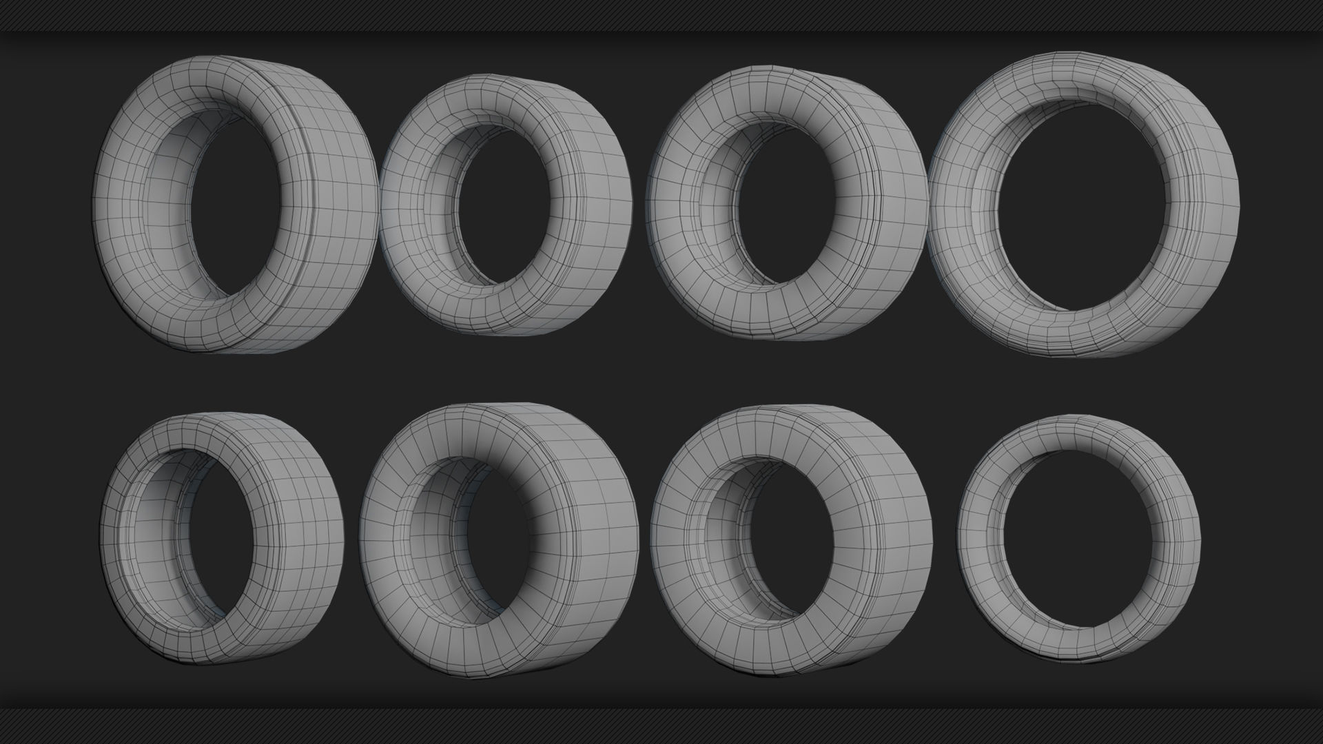 40 Tires and Rims 3D Model - Game Ready Low-poly 3D model_12