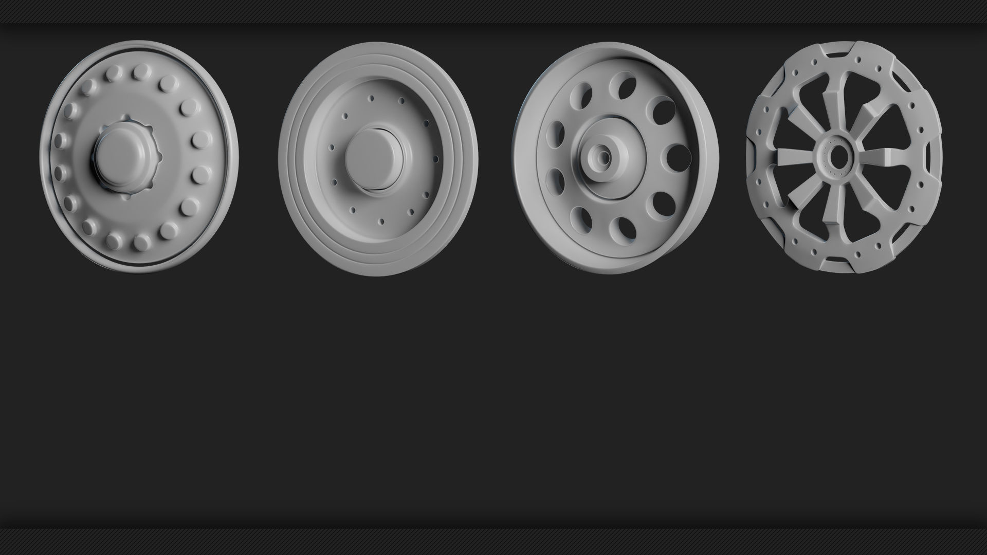 40 Tires and Rims 3D Model - Game Ready Low-poly 3D model_5