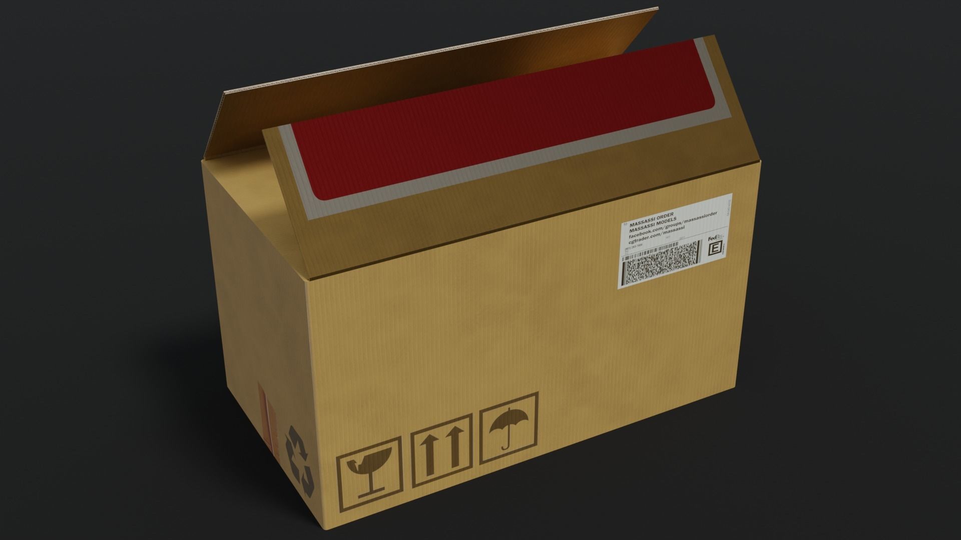 Cardboard box animation 3D model_4