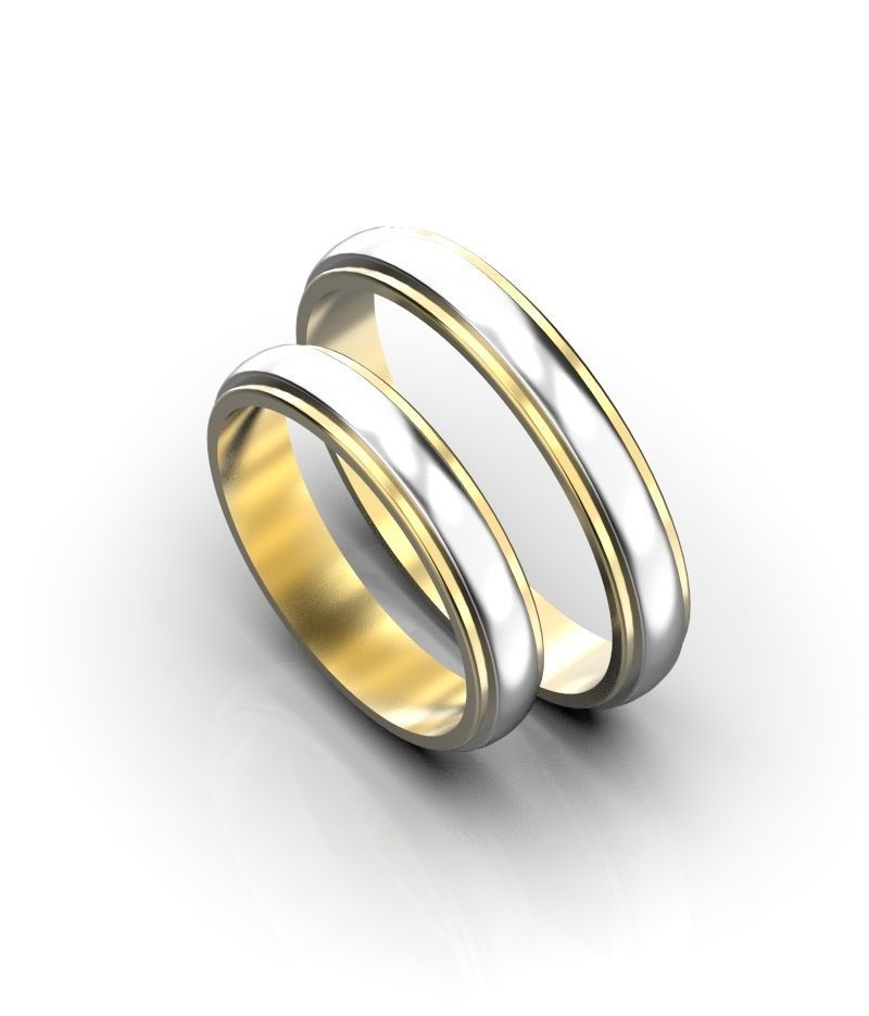 two tone wedding bands  3D print model_1