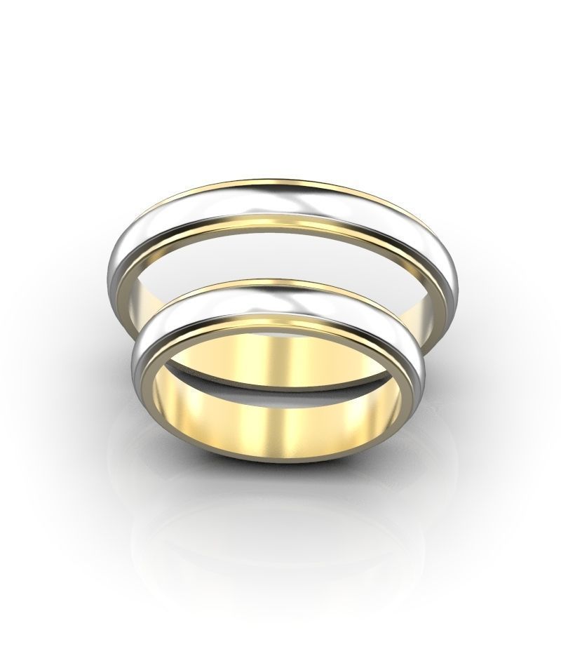 two tone wedding bands  3D print model_3