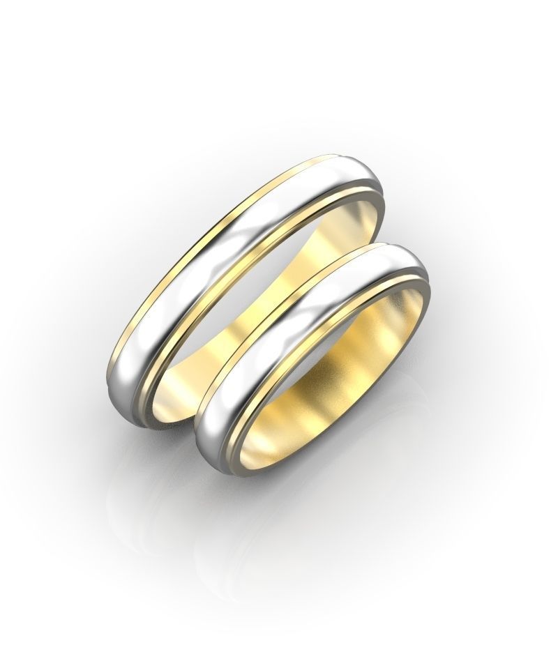 two tone wedding bands  3D print model_2