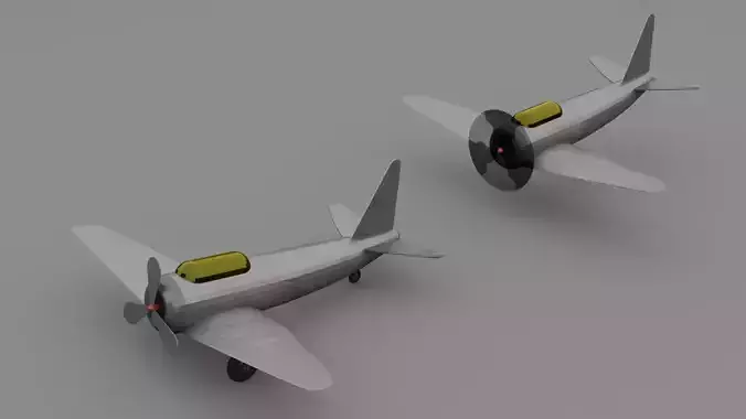 Low poly plane two airplanes with propellers