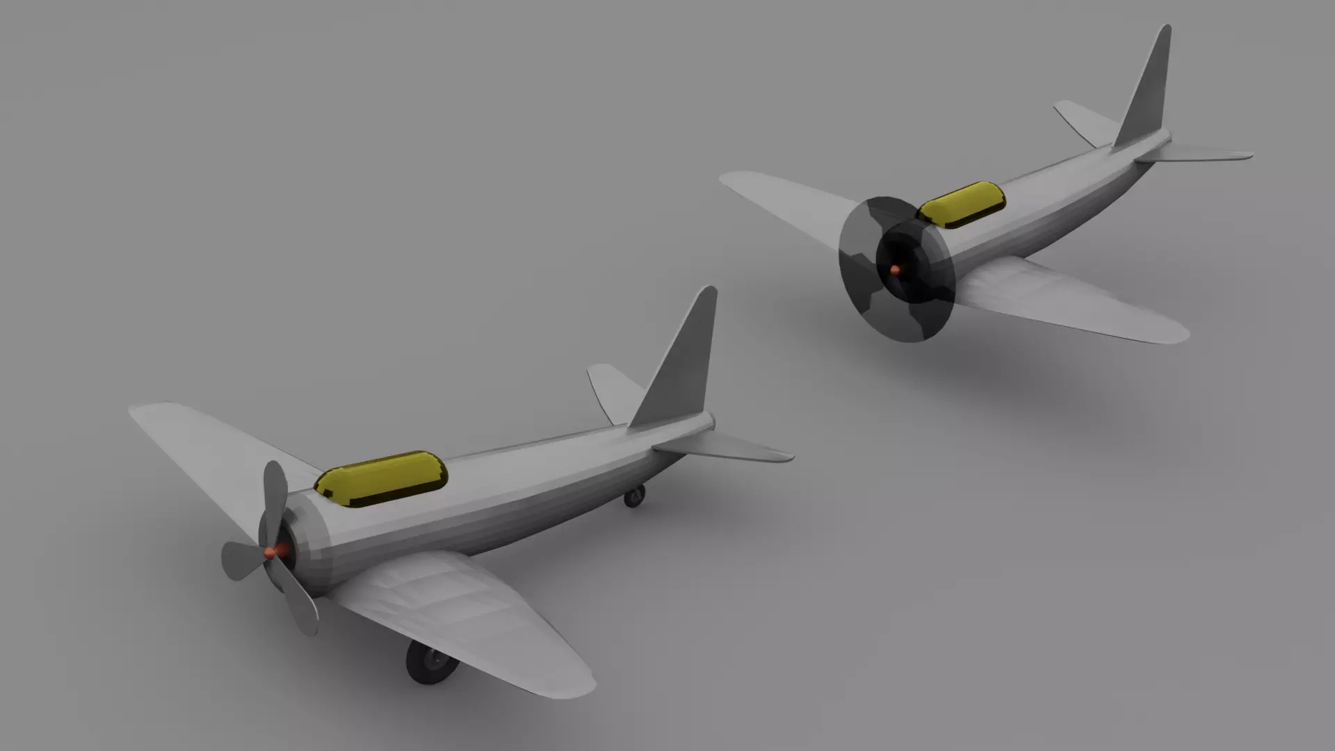 Low poly plane two airplanes with propellers Low-poly 3D model_0