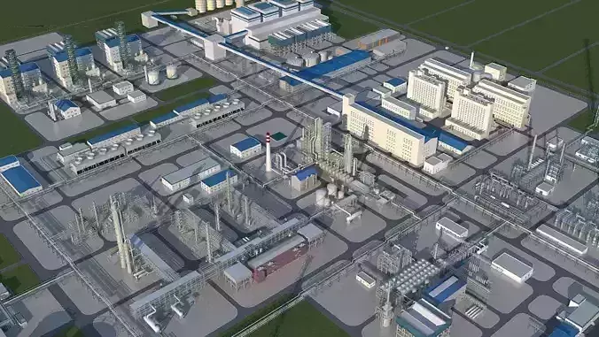 a factory 3D model industrial plant