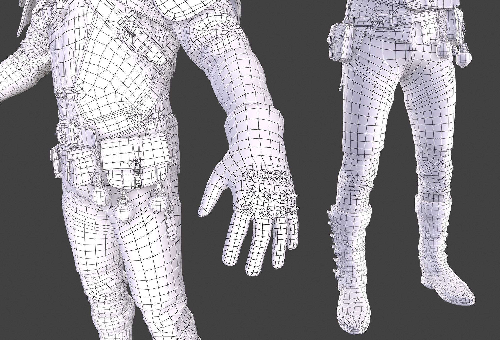 Male Warrior Suit  - Witcher suit  Low-poly 3D model_9