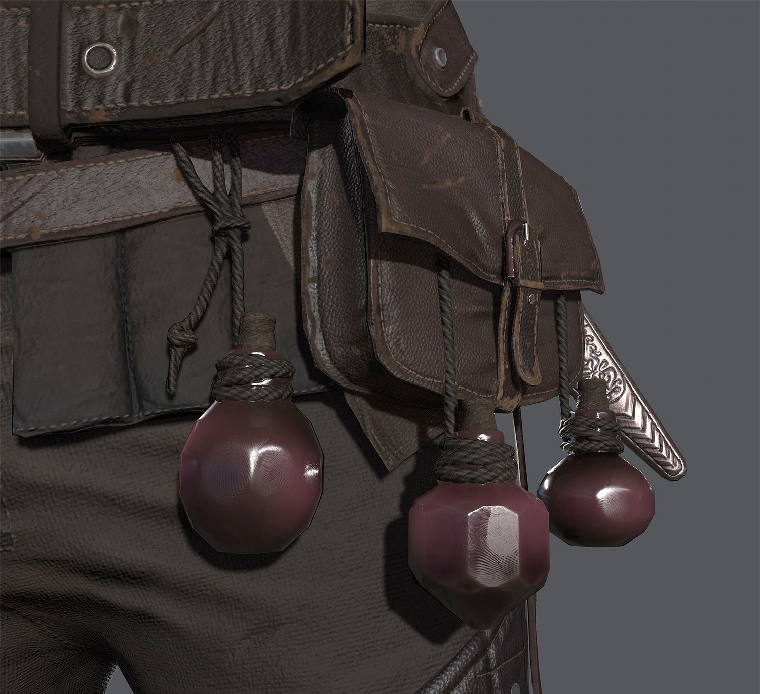 Male Warrior Suit  - Witcher suit  Low-poly 3D model_5